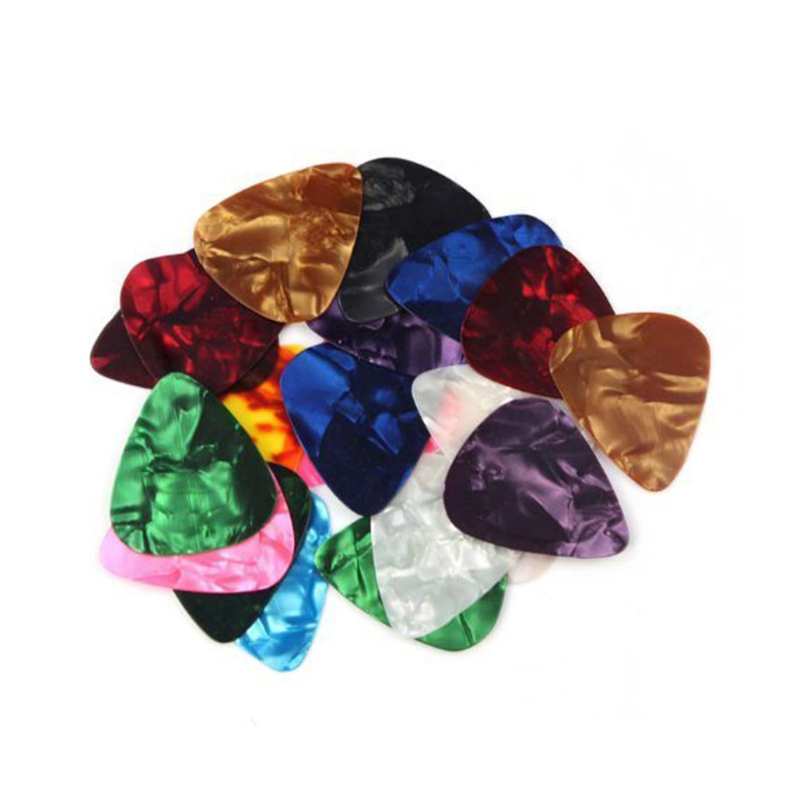 Musiclily 0.7mm Medium Gauge Pearloid Guitar Bass Picks, Random Color(20 Pieces)