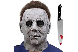 shyhand Kids Scary Killer Half Face Latex Mask with Bloody Toys Halloween Horror Cosplay Costume Props for Boys Girls
