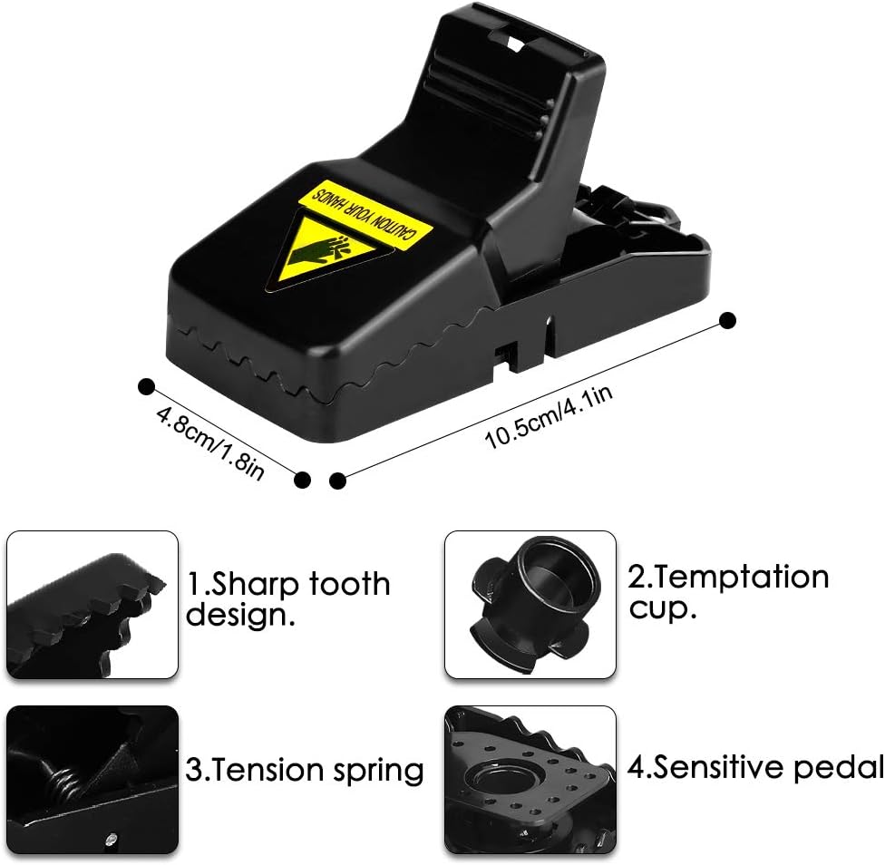 4 Trappole Per Topi Professionali Riutilizzabili A Scatto – Clip In Metallo Altamente Sensibile – Per Casa, Giardino, Cantina E Cucina