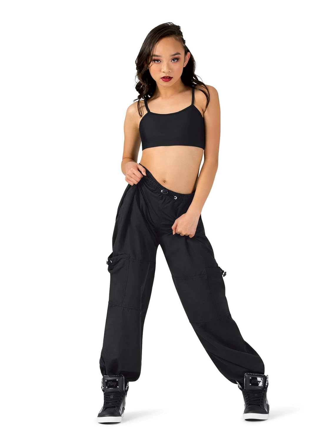 Natalie Dancewear Cargo Pant with Drawstring Waist,BP104BLKM,Black