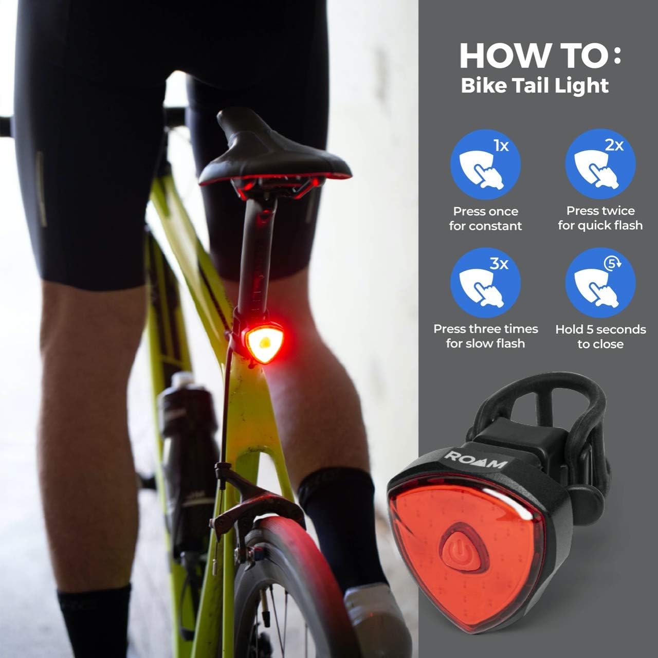 Hiking Backpacks Roam LED Bike Tail Light Camping USB Rechargeable Rear