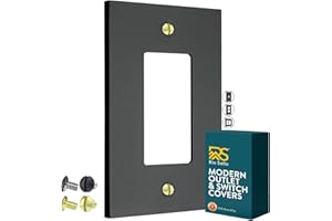Rio Salto Forge Collection Modern Metal Matte Black Wall Outlet Cover or Light Switch Cover Rocker Decora Electrical Switch Covers Decorator Plug Wall Plate Electric Outlet MIDSIZE