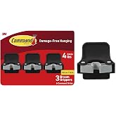Command Large Black Broom Grippers, 3 Grippers, 6 Strips | Damage-Free Hanging Wall Mount Broom and Mop Holder, No Tools Cleaning Organizer, Holds up to 4 lb