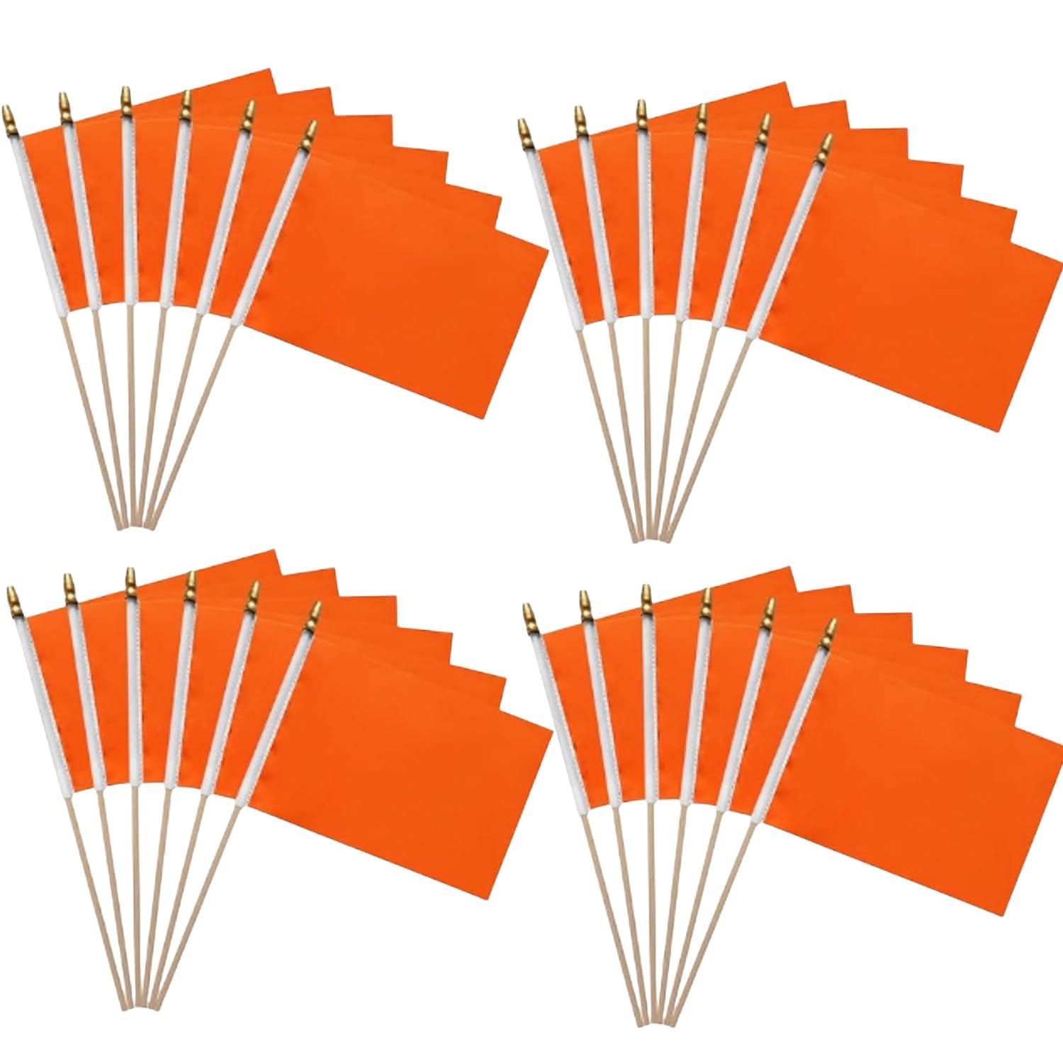 Wooden Sticks - 20 Packs Small Flags Orange Hand-hold Mini Flag Solid DIY Graffiti Banner Referee Flag Party Parade Celebration Sports Kindergarten School Events Festival