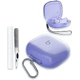 Case Cover for Beats Powerbeats Pro 2 Wireless Bluetooth Earbuds,Clear Soft TPU Protective Cover with Keychain and Cleaner Kit for Women Men Shockproof Skin,Transparent Purple.