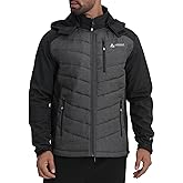 Lololeneon ASHANT Men's Active Softshell Jacket,Insulated hooded Jacket Thermal Winter Coat for Running Hiking