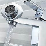 Luckyhome Square Basin Mixer Tap Chrome Brass Single Lever with Pop Up Waste G view 4