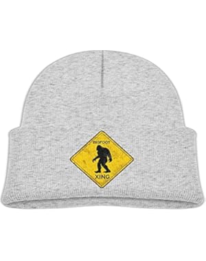 Kids Funny Attention Crossing Bigfoot Appear Casual Flexible Winter Knit Hats/Ski Cap/Beanie/Skully Hat Cap