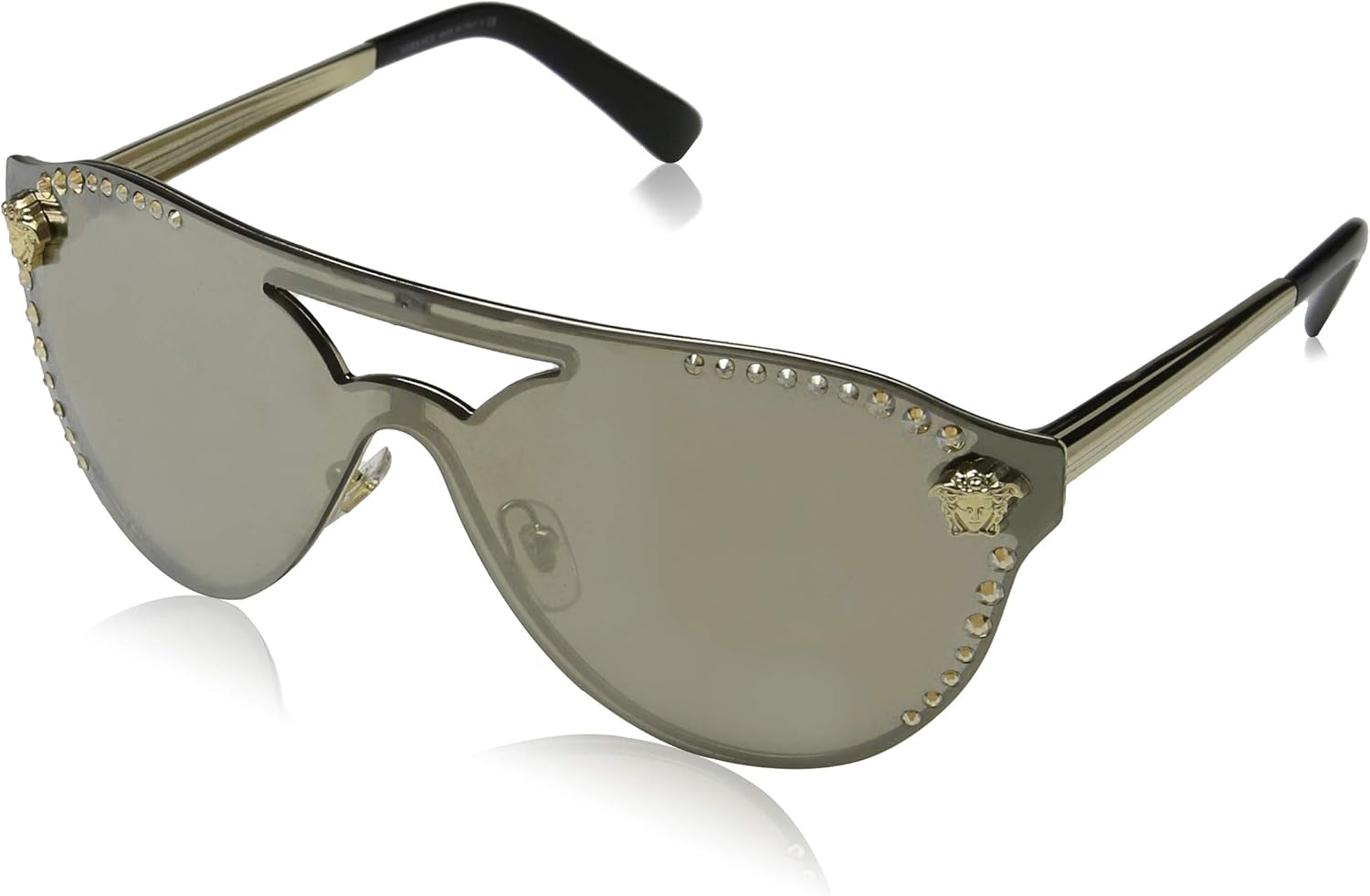 Versace Women's Shield Aviator Sunglasses, Gold/Gold, One