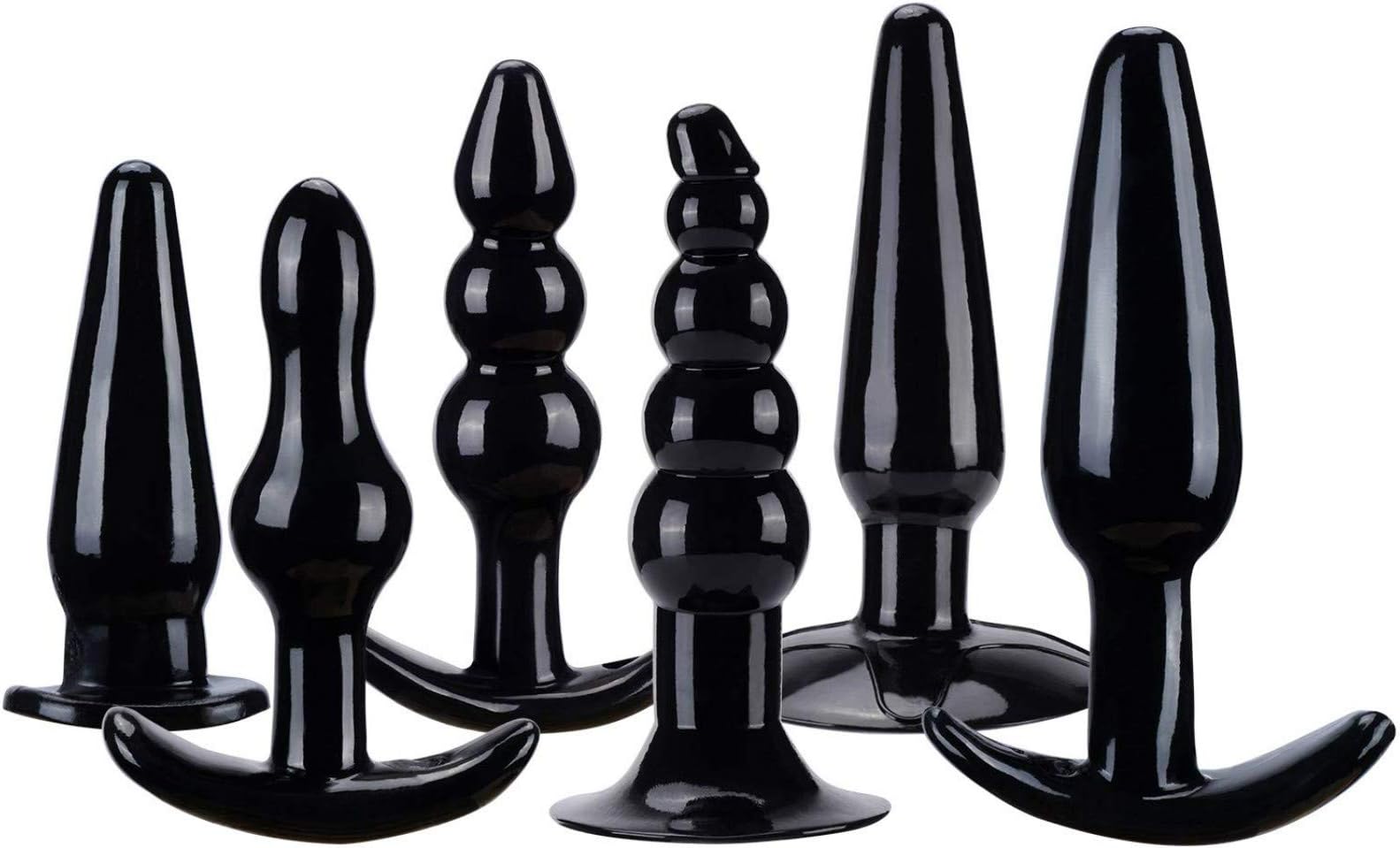6 Pcs Luxury Silicone Anales Pl-UG Beginners Starter Set Professional for Training, Black