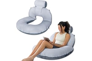 INSEN Reading Pillow, Back Pillow for Sitting in Bed for Reading, Nurse & Relax, Reading Pillow for Adults, Moms & Kids, Sit Up Pillow for Bed (Upgrade-Dot Velvet-Grey, Upgraded)