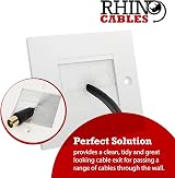 rhinocables White Single Gang Brush Plate Cable Entry Cover 86x86mm view 4