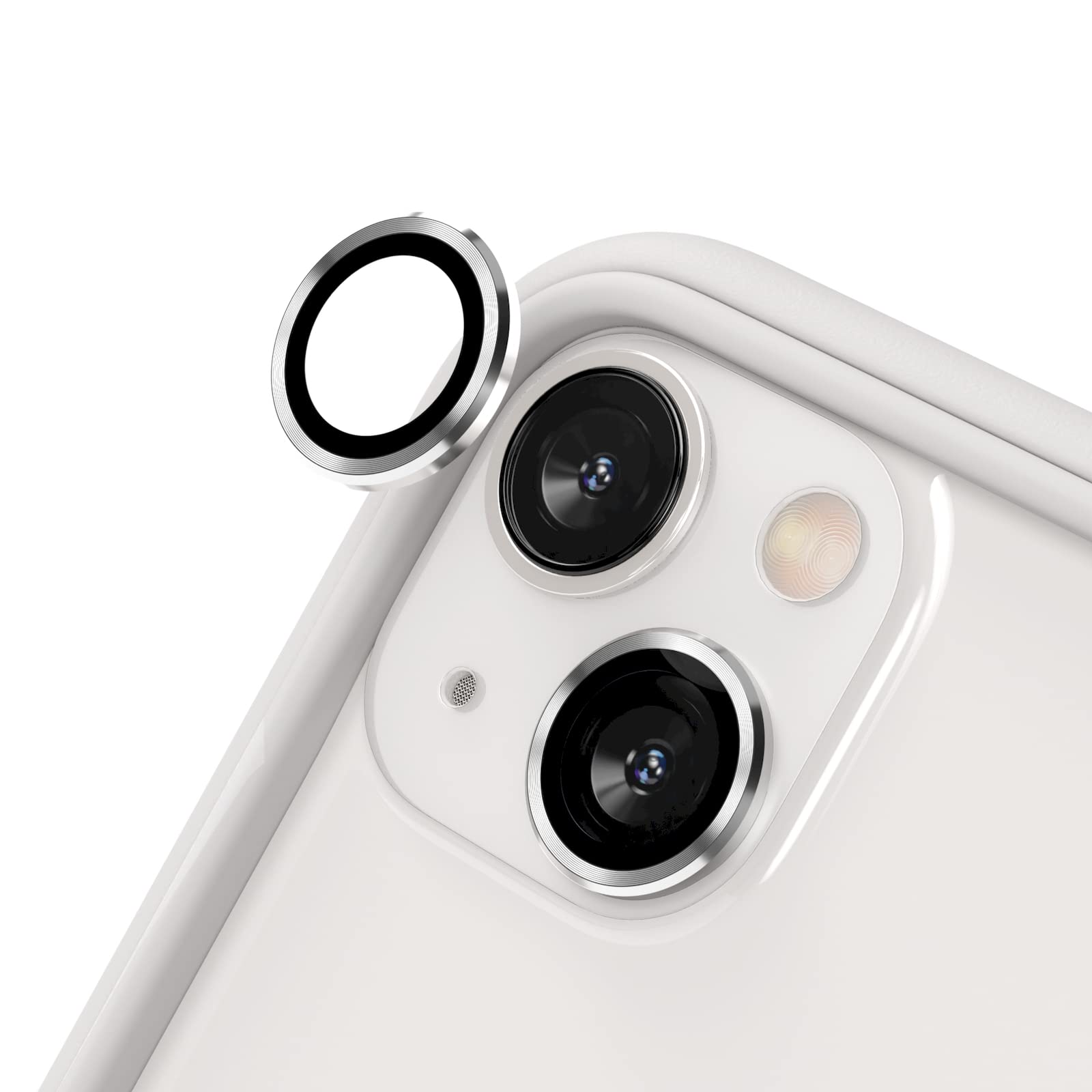 Photo 1 of RhinoShield Camera Lens Protector Compatible with [iPhone 13/13 mini] | Impact Protection - High Clarity and Scratch/Fingerprint Resistant 9H Tempered Glass with Aluminum Trim - Silver