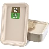 bloomoon 50 Pack 14 inch Disposable Food Trays for Party,Large Paper Plates 14 inch Heavy Duty Crawfish Trays for Seafood Boil Lobster Crab Seafood Boil Party Supplies