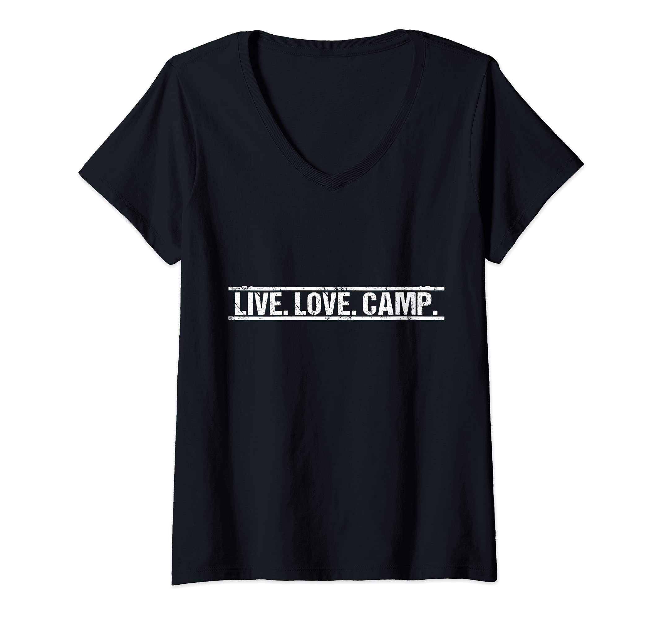 Womens Live Love Camp Tent - Hiking, Lake Life, Camping Love V-Neck T-Shirt