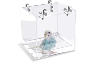 Saderoy Bird Bath Cage, No-Leakage Bird Bathtub with Hanging Hooks Cage Accessory for Small Bird Parrots Lovebirds Canary Por