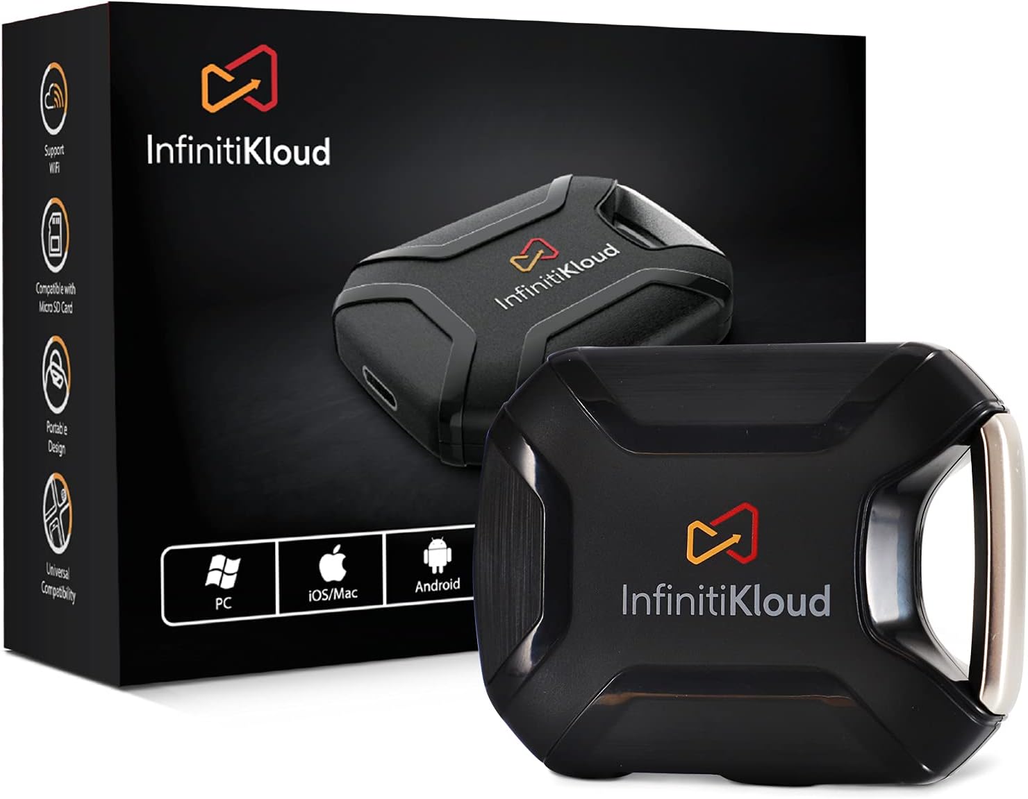 INFINITIKLOUD Wireless Storage Hard Drive with WiFi (SD Card Not Included) - External Portable Hard Drive for iPad, iPhone, and Android | Up to 1 TB Portable Memory Card Backup Storage Device