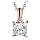 JewelryPalace 1ct Moissanite Solitaire Pendant Necklace for Women, 14K White Yellow Rose Gold Plated 925 Sterling Silver Necklaces for Her, Classic Simulated Diamond Jewelry Set, 18 Inches chain