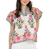 Argeousgor Women's Y2K Ruffle Cap Sleeve V Neck Peplum Shirt