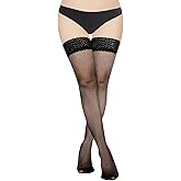 Benefeet Sox Women Fishnet Thigh High Stockings Sexy Over the Knee Stocking Fishnets Silicone Lace Top Stay Up Tights