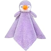 Doindute Baby Purple Penguin Soft Stuffed Animal Security Blanket, Plush Penguin Character Lovey Blanket, Baby Shower/Nursery Gift, Newborn Infant Toddler Snuggle Blankie for Girls Boys, 14 Inches