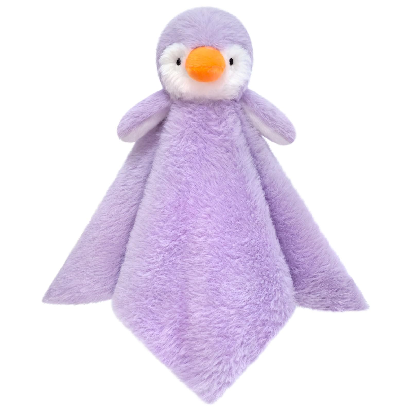 Photo 1 of Doindute Baby Purple Penguin Soft Stuffed Animal Security Blanket, Plush Penguin Character Lovey Blanket, Baby Shower/Nursery Gift, Newborn Infant Toddler Snuggle Blankie for Girls Boys, 14 Inches