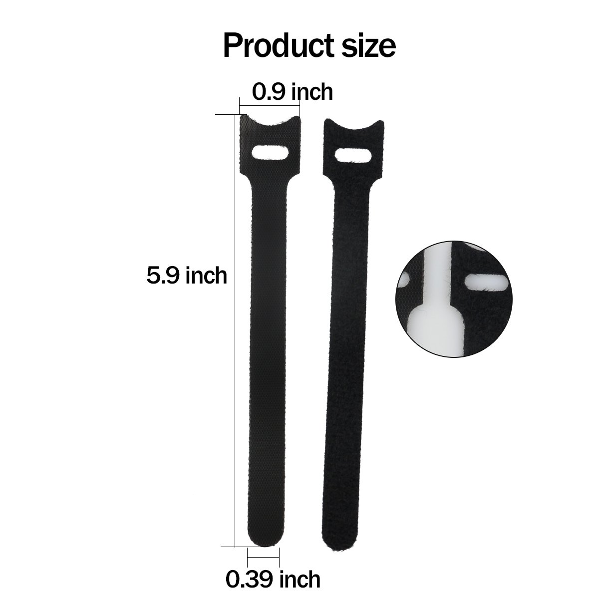 Rocita 50 PCS Reusable Fastening Cable Ties Cable Strap Wire Organizer for Desk Home Office (Black)