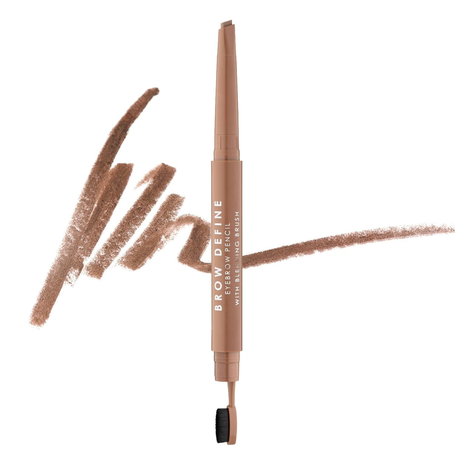 MUA Makeup Academy Brow Define, Angled Eyebrow Pencil With Blending Brush, Light Brown, 0.25 g - Vegan & Cruelty Free