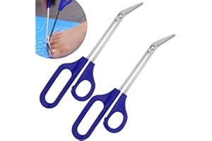 ASWEWAMT 2 PACK Long Handle Toenail Clippers Scissors for Seniors,Toe Nail Cuticle Scissors Clippers Toenail Cutter Stainless Steel Scissors for Pregnant Women