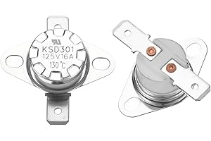 uxcell 2pcs KSD301 Thermostat 130°C/266°F 16A Normally Closed N.C Adjust Snap Disc Temperature Switch for Microwaves,Oven,Cof