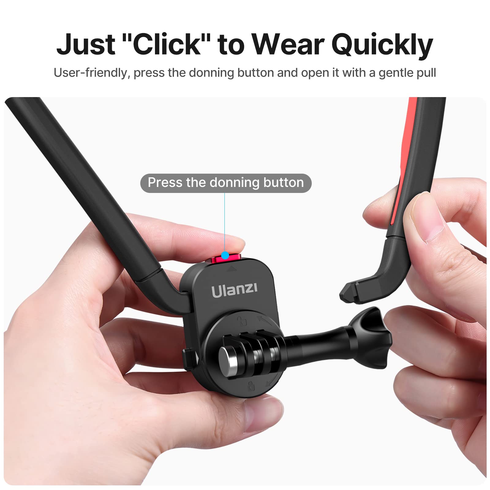 ULANZI Go Quick II Magnetic Neck Mount for Action Camera, One-Click Quick Release Design, Compatible with GoPro Hero 13/12/11, for Insta360 X5/X4/X3/Ace Pro 2, for DJI OSMO Action 5/4/3 Pro