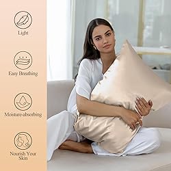 Silk Like Satin Pillowcase Cal King Size, Beige