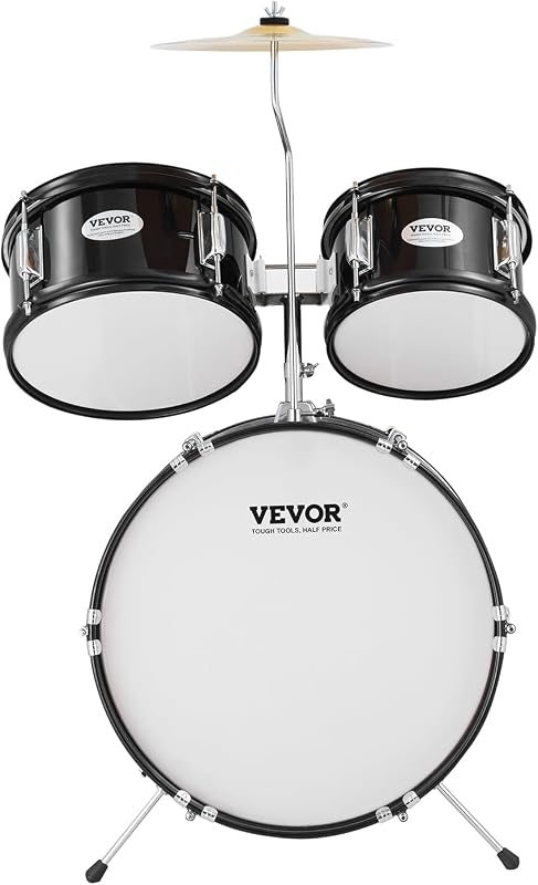 Schlagzeugset für Kinder, 5-teilig, Anfänger-Schlagzeugset mit Bass-Toms, Snare, Standtrommel, verstellbarem Thron-Becken, Hi-Hat-Pedal und Zwei Paar Drumsticks, für Kinder, schwarz