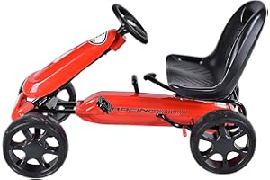 GLACER Kids Go Kart, 4 Wheels Outdoor Racer Toy Car for Kids, Pedal Powered Ride On Car w/Adjustable Seat, EVA Rubber Tires, Ideal for Boys Girls (Red)
