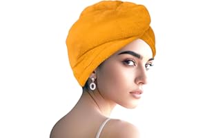 AGKXHDEC 1 Pack Double Layer Microfiber Towel, Hair Turbans for Wet Hair, Drying Hair Wrap for Women (Apricot Yellow)