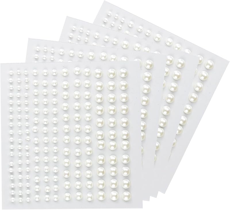 HXMJIED 660pcs Self Adhesive Flat Back Beads 3/4/5/6mm Facial Jewelry