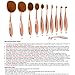 Obsessions Oval Makeup Brush Set - 11 Rose Gold Oval Makeup Brushes in Gift Box, Perfect for Foundation Blending Blush Eyeliner Face Powder Body