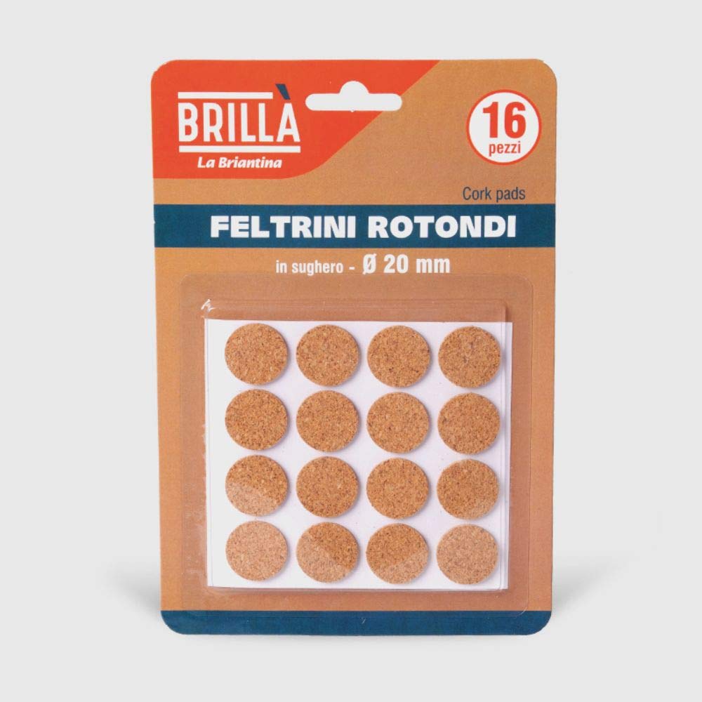 La Briantina Cork Felt Pads for Furniture, Furniture and Floor Protection, Diameter 2 cm, 16 Pieces
