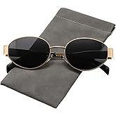 D Lolylad Retro Oval Sunglasses for Women Men - Trendy Polarized Sun Glasses Classic Metal Frame Shades