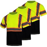 VENDACE 3pcs Safety Reflective High Visibility Shirts for Men ANSI Class 3 Hi Vis Construction Work T Shirts Short Sleeve