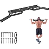 SELEWARE Heavy Duty Welded Pull Up Bar Wall/Joist/Ceiling Mount Chin Up Bar | Multifunctional Pull-up Bars w/Resistance Band Hooks for Home Gym Strength Training, Sturdy Steel Construction Support 500 lb