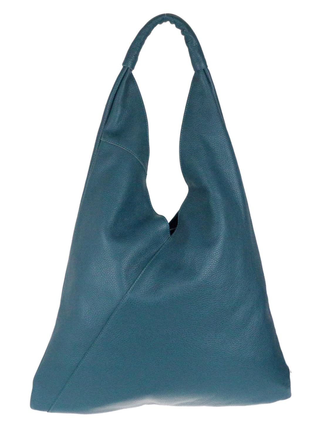 Girly Handbags V Shape Genuine Top Handle Bag - Navy