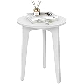 VASAGLE MAEZO Collection - Small Side Table, Round End Table, Nightstand with Tapered Legs, Curved Transitions, for Small Spaces, Living Room, Bedroom, Cloud White ULET237WB01S