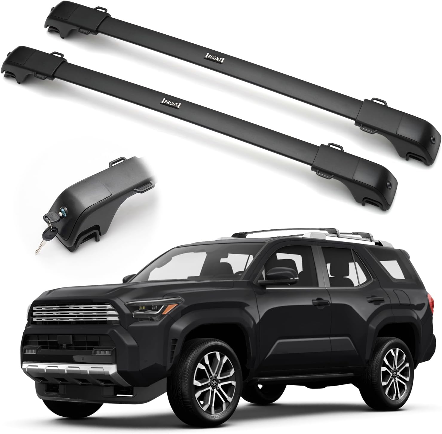 300LBS Lockable Roof Rack Cross Bars Compatible with 4Runner 2025 2026, Anti-Theft Design Heavy Duty Matte Aluminum Roof Rail Crossbars with Raised Side Rails, Rooftop Cargo Carrier Luggage