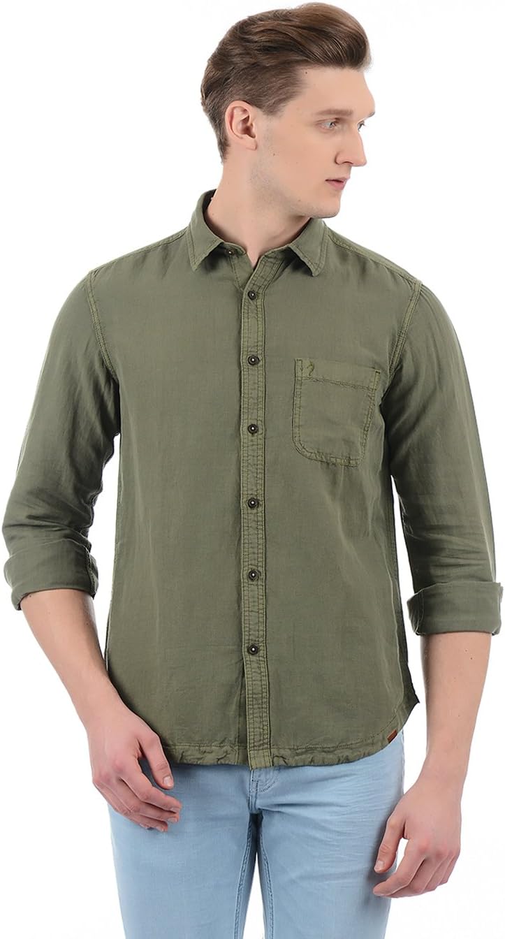 Indian Terrain Men's Solid Slim Fit Casual Shirt