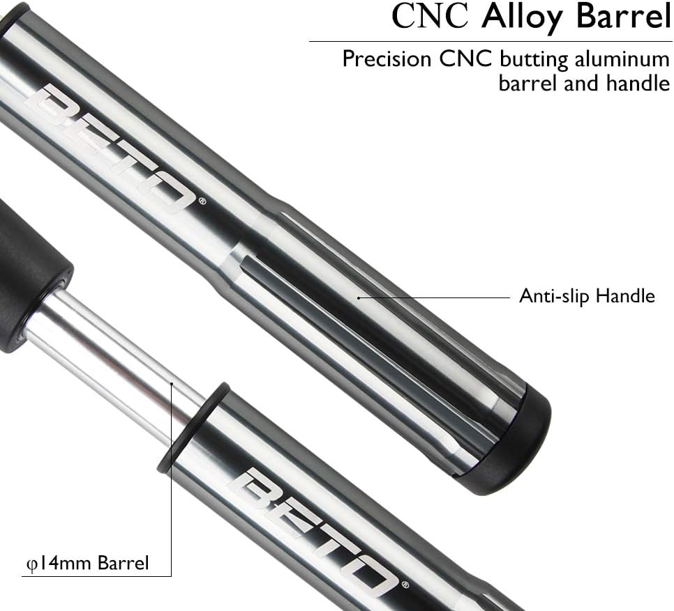 Beto Bike Tire/Shock Pump MTB, 300psi High Pressure for Rear Shock & Suspension Fork, Mountain Bike/Motorcycle, Schrader & Presta Valve Adapter, with Dial-Gauge/Bleed Valve/Mounting Bracket : Sports & Outdoors