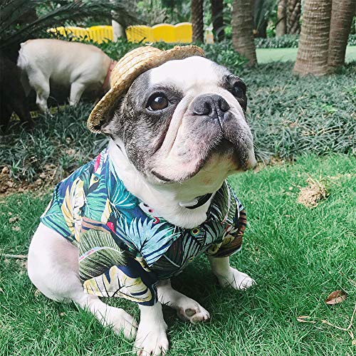SUPOW Pet Hawaiian Breeze Camp Shirt, Dog Polo Sunscreen T Shirts, Sun Protection Lightweight Cute for Small to Medium Puppy Cool Summer Custom Vest