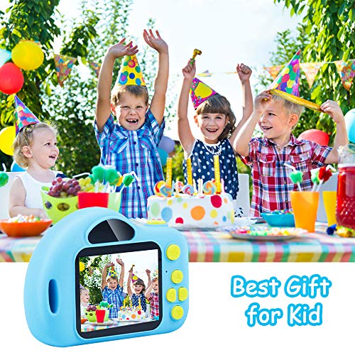 CHUNXU Kids Camera,Digital Video Camera for 3-10 Years Old Girls Boys,32GB SD Card Rechargeable Battery Compact Cameras for Children Birthday (Blue)