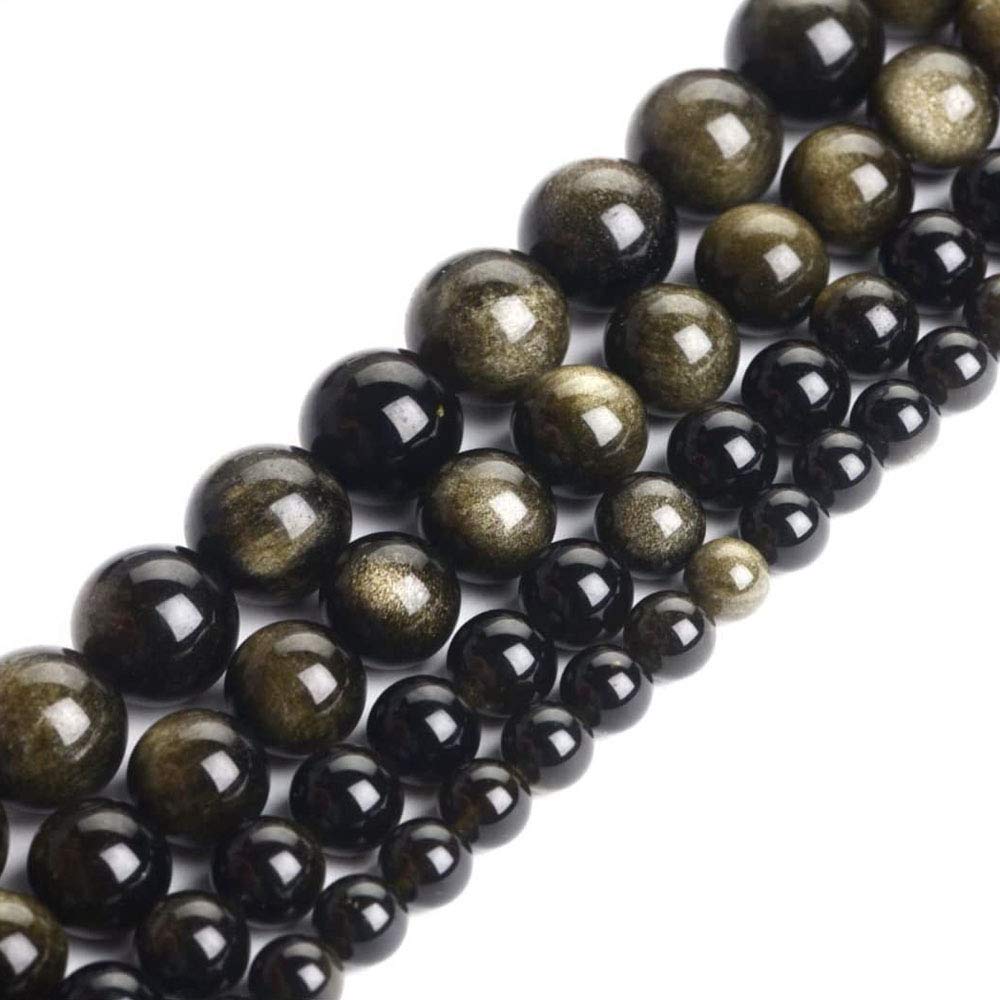 Genuine Golden Obsidian Beads for Jewelry Making Gemstone Semi Precious Stone Round 4mm Strand 15"(88-90pcs) — image 1