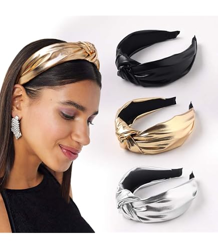 Amazon.com : PLwelth Black Headband for Women Girls Gold  display picture 1